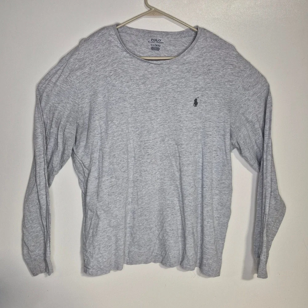 Lot 2 Polo Ralph Lauren Long Sleeve T-Shirt Men L Burgundy Grey Classic Heritage